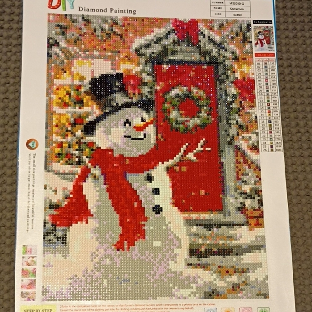 Finished Festive Snowman Diamond Painting